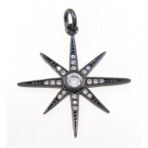 copper NorthStar pendant paved zircon, black plated, approx 23mm dia [FDZN3176]