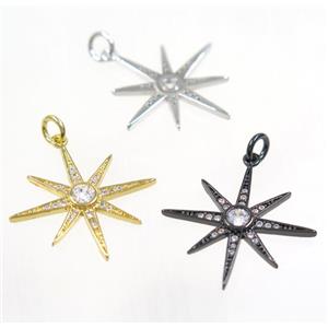 copper NorthStar pendant paved zircon, mix color, approx 23mm dia [FDZN3177]