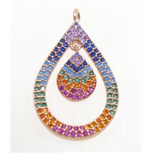 copper Teardrop pendant paved zircon, rose gold, approx 16x24mm [FDZN3188]