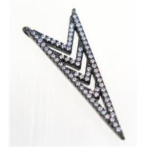 copper Arrowhead pendant paved zircon with 2loops, black plated, approx 12-33mm [FDZN3205]