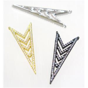 copper Arrowhead pendant paved zircon with 2loops, mix color, approx 12-33mm [FDZN3206]