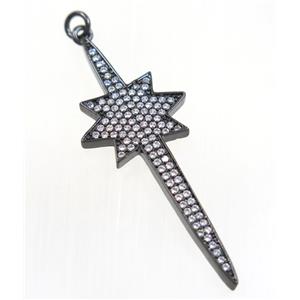 copper NorthStar pendant paved zircon, black plated, approx 18-50mm [FDZN3210]