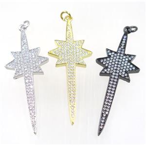 copper NorthStar pendant paved zircon, mix color, approx 18-50mm [FDZN3211]