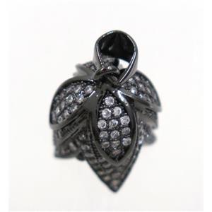 copper budflower pendant paved zircon, black plated, approx 12x13mm [FDZN3220]