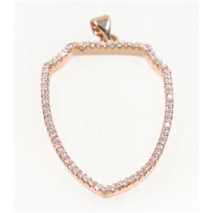 copper Scutum pendant paved zircon, rose gold, approx 25x33mm [FDZN3222]