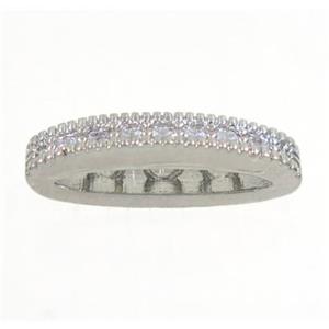 copper oval bead paved zircon with 3holes, platinum plated, approx 4x16mm [FDZN3250]