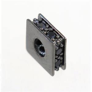 copper square bead paved zircon, black plated, approx 8x8mm [FDZN3267]