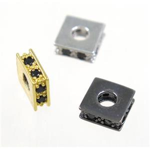 copper square bead paved zircon, mix color, approx 8x8mm [FDZN3268]