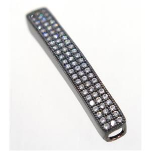 curving copper tube beads paved zircon, black plated, approx 5x35mm [FDZN3281]
