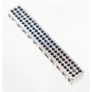 copper tube beads paved zircon, platinum plated, approx 5.5x37mm [FDZN3283]