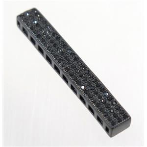 copper tube beads paved zircon, black plated, approx 5.5x37mm [FDZN3285]