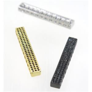 copper tube beads paved zircon, mix color, approx 5.5x37mm [FDZN3286]