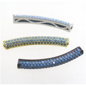 curving copper tube beads paved zircon, mix color, turq, approx 5x35mm [FDZN3291]