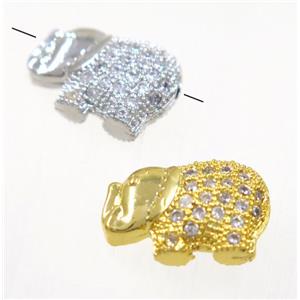 copper elephant beads paved zircon, mix color, approx 8.5x13mm [FDZN3314]