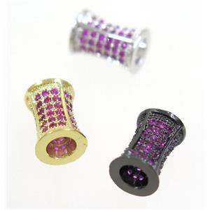 copper bamboo beads paved hotpink zircon, mix color, approx 7x10mm [FDZN3357]