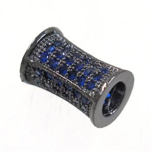 copper bamboo beads paved blue zircon, black plated, approx 7x10mm [FDZN3361]