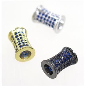 copper bamboo bead paved blue zircon, mix color, approx 7x10mm [FDZN3362]