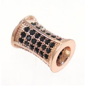copper bamboo beads paved zircon, rose gold, approx 7x10mm [FDZN3368]