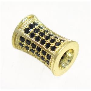 copper bamboo beads paved zircon, gold plated, approx 7x10mm [FDZN3370]