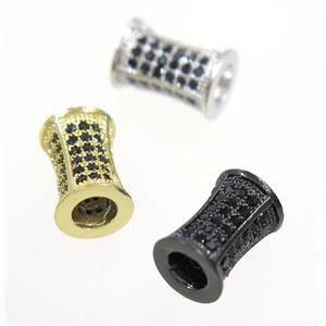 copper bamboo tube bead paved zircon, mix color, approx 7x10mm [FDZN3372]