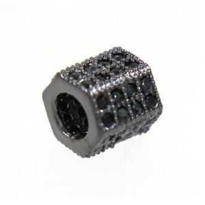 copper tube bead paved zircon, black plated, approx 6x6mm [FDZN3376]