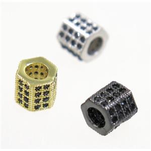 copper tube bead paved zircon, mix color, approx 6x6mm [FDZN3377]