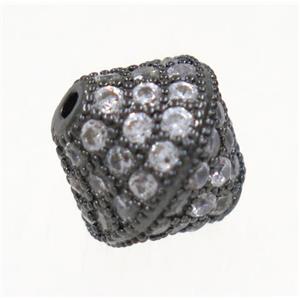copper bicone beads paved zircon, black plated, approx 10mm dia [FDZN3386]