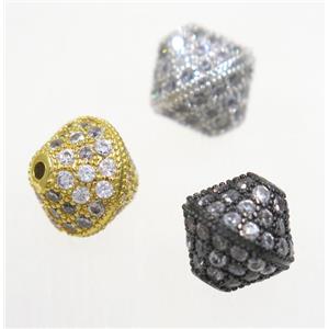copper bicone beads paved zircon, mix color, approx 10mm dia [FDZN3387]