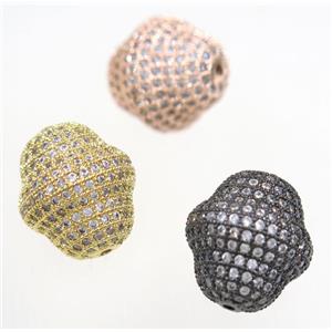 copper flying saucer beads paved zircon, mix color, approx 16x18mm [FDZN3395]