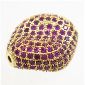 copper twist bead paved hotpink zircon, rose gold, approx 16-20mm [FDZN3399]