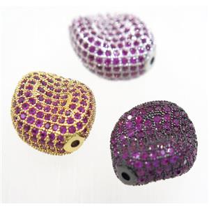 copper twist bead paved hotpink zircon, mix color, approx 16-20mm [FDZN3401]