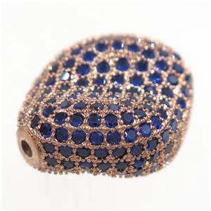 copper twist bead paved zircon, rose gold, approx 16-20mm [FDZN3402]