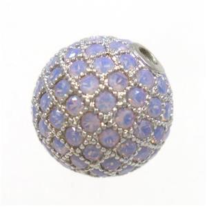 round copper beads paved zircon, platinum plated, approx 8mm dia [FDZN3422-8MM]