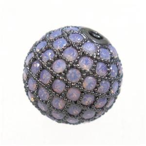 round copper beads paved zircon, black plated, approx 6mm dia [FDZN3424-6MM]