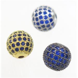 round copper beads paved blue zircon, mix color, approx 6mm dia [FDZN3435-6MM]