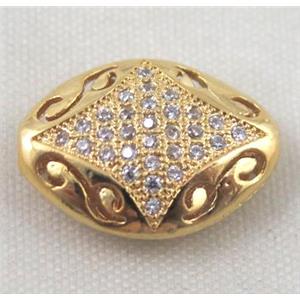 Zircon copper spacer bead, gold plated, approx 12x16mm [FDZN344]