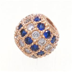round copper beads paved zircon, rose gold, approx 8mm dia [FDZN3446-8MM]