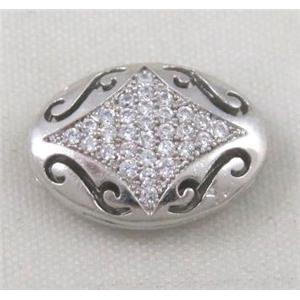 Zircon copper spacer bead, platinum plated, approx 12x16mm [FDZN345]