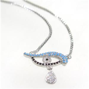 copper dolphin necklace pave zircon, platinum plated, approx 8x18mm, 44cm length [FDZN3469]