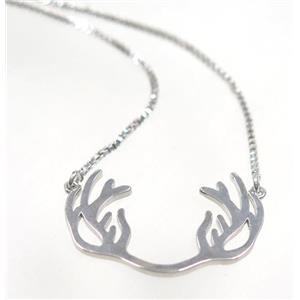 copper antler necklace, platinum plated, approx 18x27mm, 44cm length [FDZN3472]