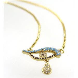 copper dolphin necklace pave zircon, gold plated, approx 8x18mm, 44cm length [FDZN3479]