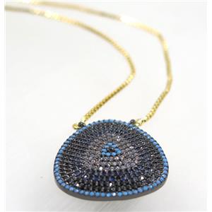 copper teardrop necklace pave zircon, black plated, approx 23-24mm, 44cm length [FDZN3487]