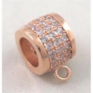 copper hanger bail pave zircon, rose gold, approx 8mm dia, 5mm hole [FDZN349]