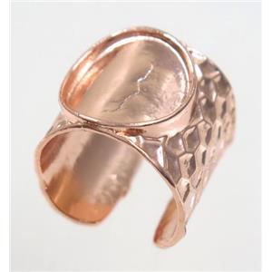 copper ring with cabochon pad, rose gold, approx 20mm, 15mm [FDZN3490]