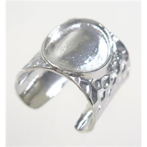 copper ring with cabochon pad, platinum plated, approx 20mm, 15mm [FDZN3491]