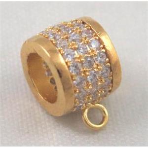 copper hanger bail pave zircon, gold plated, approx 8mm dia, 5mm hole [FDZN350]