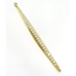copper stick pendant paved zircon, gold plated, approx 4-58mm [FDZN3506]