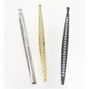 copper stick pendant paved zircon, mix color, approx 4-58mm [FDZN3508]