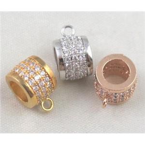 copper hanger bail pave zircon, mix color, approx 8mm dia, 5mm hole [FDZN351]