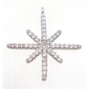 copper northStar pendant paved zircon, platinum plated, approx 22x24mm [FDZN3510]